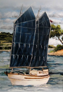 China Blue, junk rigged shooner, early days