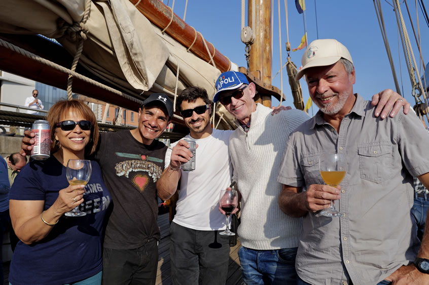 Friendly Brazilians, during a reception aboard the Leader