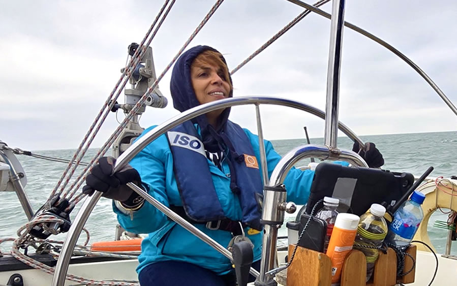 Gina at the helm